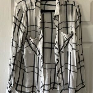 Grace and Lace Black and White Plaid Button-Up Shirt